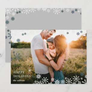 Cartes Pour Fêtes Annuelles Cadre de flocons de neige simple moderne pleine ph