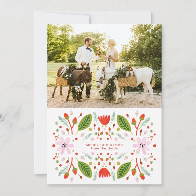 Cartes Pour Fêtes Annuelles Cadre de Noël d'art populaire scandinave (Devant)