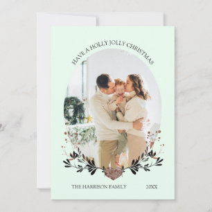 Cartes Pour Fêtes Annuelles Cadre de Noël d'hiver photo verte