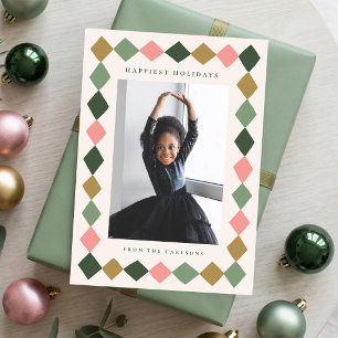 Cartes Pour Fêtes Annuelles Cadre de Noël diamant simple dessiné à la main pou