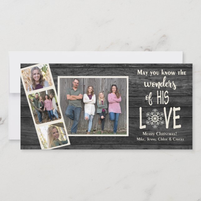 Cartes Pour Fêtes Annuelles Cadre de Noël en bois foncé (Devant)