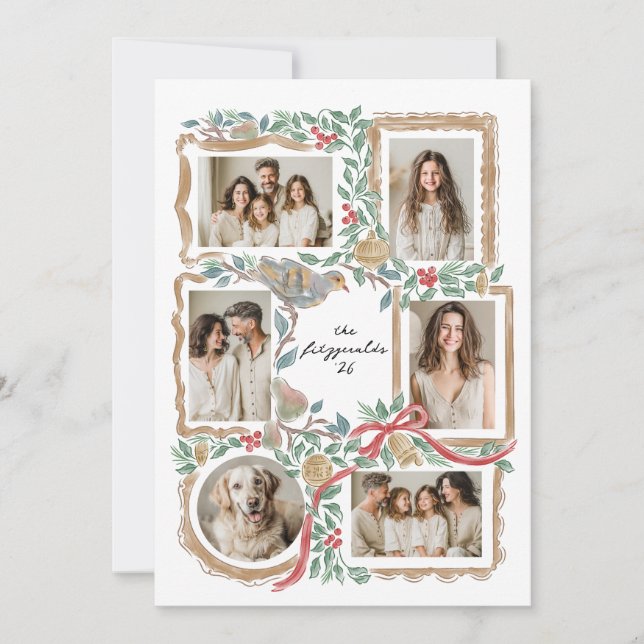 Cartes Pour Fêtes Annuelles cadre de noël et collage botanique (Devant)