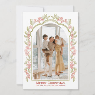 Cartes Pour Fêtes Annuelles Cadre de photo de famille pour Noël avec du houx