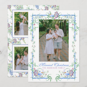 Cartes Pour Fêtes Annuelles Cadre de photo de jardin de paon en aquarelle chin