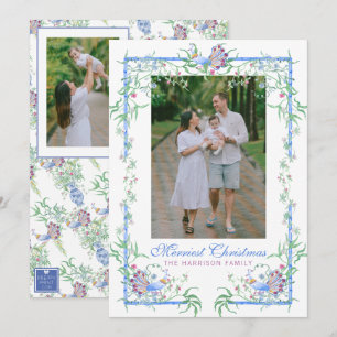 Cartes Pour Fêtes Annuelles Cadre de photo de jardin de paon en aquarelle chin