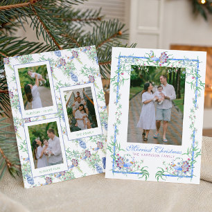 Cartes Pour Fêtes Annuelles Cadre de photo de jardin de paon en aquarelle chin