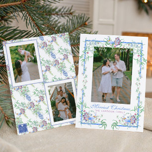 Cartes Pour Fêtes Annuelles Cadre de photo de jardin de paon en aquarelle chin