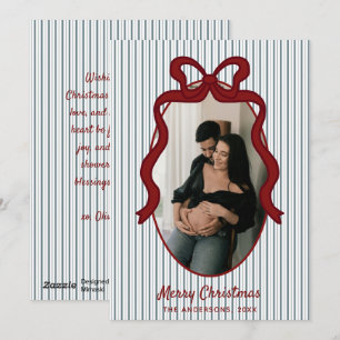 Cartes Pour Fêtes Annuelles Cadre de photo de Noël avec rayures rouges et bleu