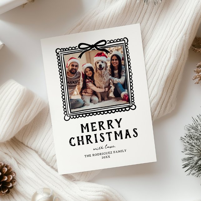 Cartes Pour Fêtes Annuelles Cadre de photo Noël Doodle (Créateur téléchargé)