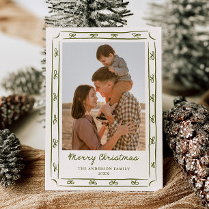 Cartes Pour Fêtes Annuelles Cadre de photo vert dessiné à la main de manière f