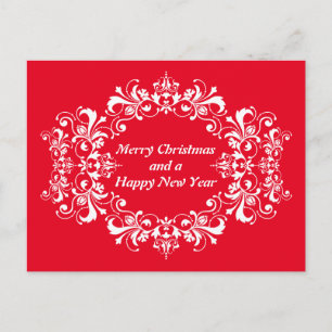 Cartes Pour Fêtes Annuelles Cadre d'ornements vintage - Floral 4 Blanc Clair