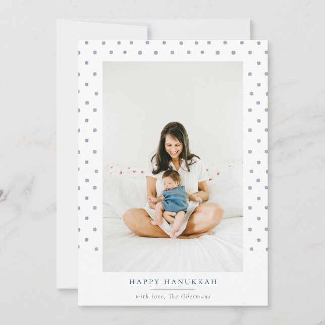 Cartes Pour Fêtes Annuelles Cadre en aquarelle pointillée Hanoukka Photo Holid (Devant)