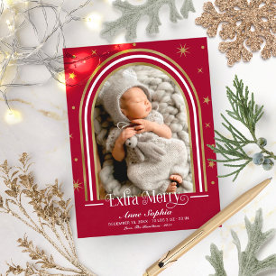 Cartes Pour Fêtes Annuelles Cadre en Arc Annonce de Naissance Extra Festive