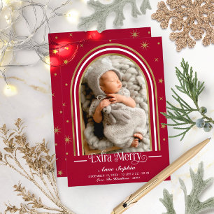Cartes Pour Fêtes Annuelles Cadre en Arc Annonce de Naissance Extra Festive