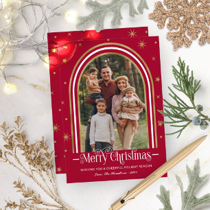Cartes Pour Fêtes Annuelles Cadre en Arc Photo de Famille Noël