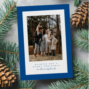 Cartes Pour Fêtes Annuelles Cadre en tweed bleu simple pour photo de Noël
