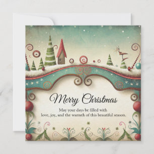 Cartes Pour Fêtes Annuelles Cadre Fantaisiste de Paysage Hivernal