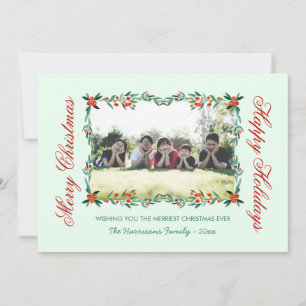 Cartes Pour Fêtes Annuelles Cadre floral de Noël joyeux pour photo de fêtes 
