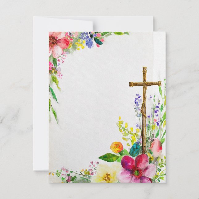 Cartes Pour Fêtes Annuelles Cadre floral de Pâques avec blanc croisé (Devant)