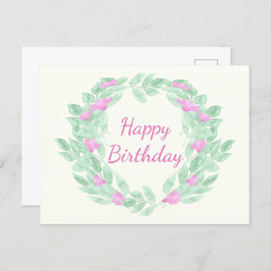 Cartes Pour Fêtes Annuelles Cadre floral rond Joyeux anniversaire.