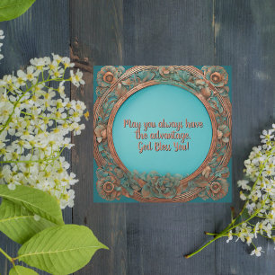 Cartes Pour Fêtes Annuelles Cadre Floral Turquoise Cuivre