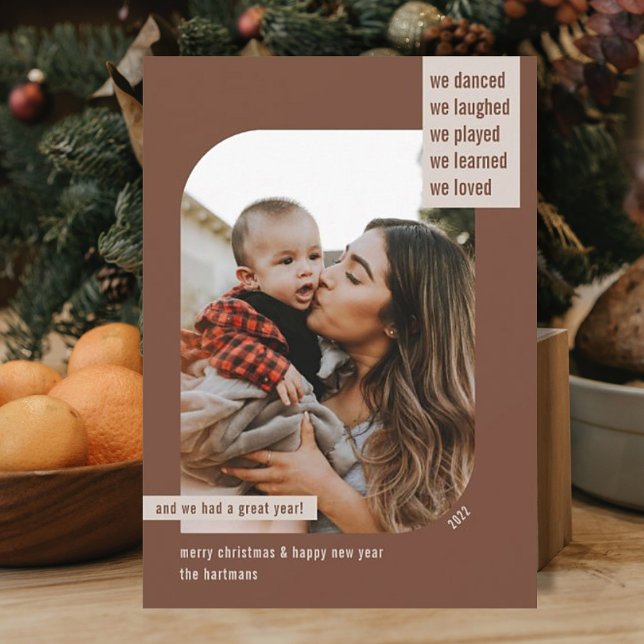 Cartes Pour Fêtes Annuelles Cadre moderne Année d'examen 1 Photo Noël rouille (Créateur téléchargé)