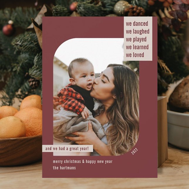 Cartes Pour Fêtes Annuelles Cadre moderne Année d'examen 1 Photo Vin de Noël (Créateur téléchargé)