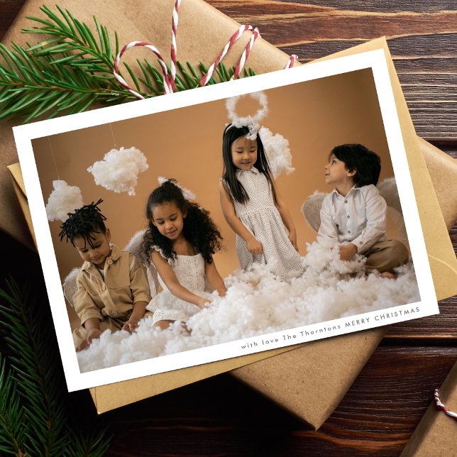 Cartes Pour Fêtes Annuelles Cadre moderne gris Joyeux NOËL Photo (Créateur téléchargé)