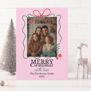 Cartes Pour Fêtes Annuelles Cadre moderne rose dessiné à la main Joyeux Noël