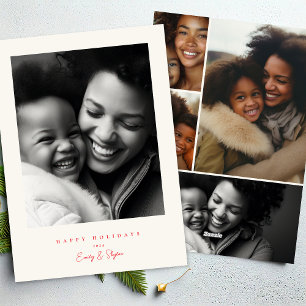 Cartes Pour Fêtes Annuelles cadre moderne simple rouge et crème Noël heureux