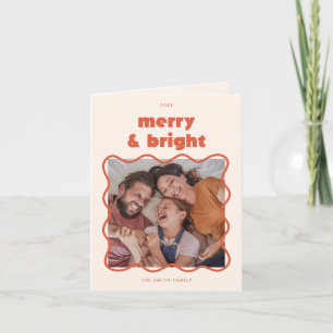 Cartes Pour Fêtes Annuelles Cadre ondulé Merry & Bright pour photo de Noël