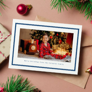 Cartes Pour Fêtes Annuelles Cadre ondulé mignon simple photo bleue Noël