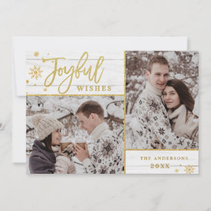 Cartes Pour Fêtes Annuelles Cadre Or Joyeux Modern Script 2 PHOTO Salutation