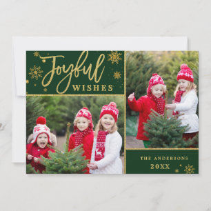 Cartes Pour Fêtes Annuelles Cadre Or Joyeux Modern Script 2 PHOTO Salutation