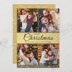 Cartes Pour Fêtes Annuelles Cadre or simple et élégant 4 Photo Noël