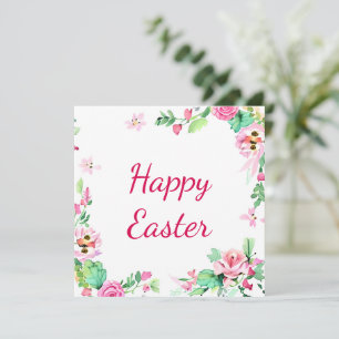 Cartes Pour Fêtes Annuelles Cadre personnalisé de rose rose aquarelle
