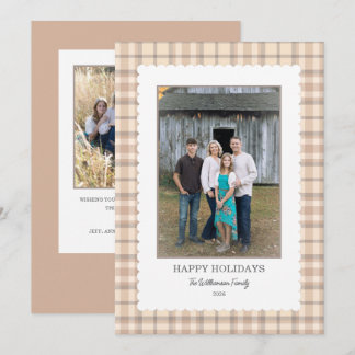 Cartes Pour Fêtes Annuelles Cadre photo à carreaux neutres Noël