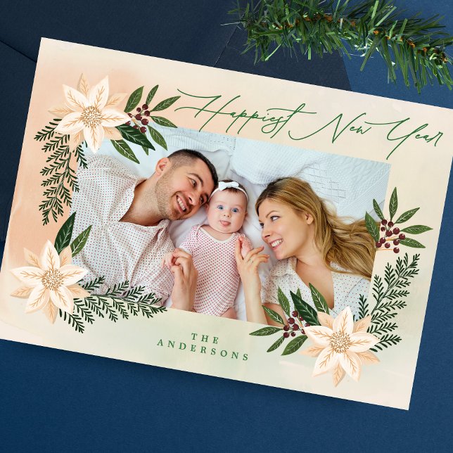 Cartes Pour Fêtes Annuelles Cadre photo botanique Bonne année (Créateur téléchargé)