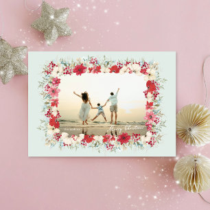 Cartes Pour Fêtes Annuelles cadre photo botanique de Noël poinsettia hivernal