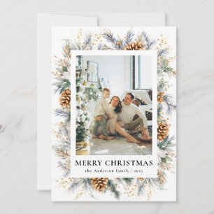 Cartes Pour Fêtes Annuelles Cadre photo botanique élégant Joyeux Noël