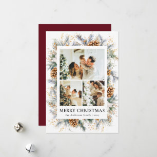 Cartes Pour Fêtes Annuelles Cadre photo botanique rouge élégant Noël