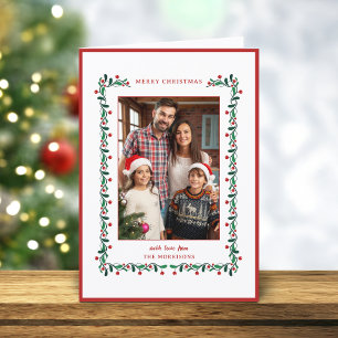 Cartes Pour Fêtes Annuelles Cadre photo botanique rouge/vert festif de Noël à 