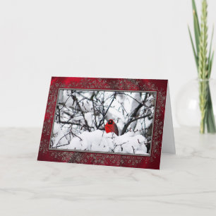 Cartes Pour Fêtes Annuelles Cadre photo cardinal Redbird de neige Noël