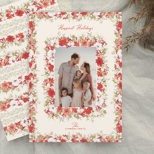 Cartes Pour Fêtes Annuelles cadre photo de feuillage élégant d'abondance de no
