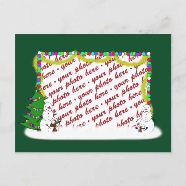 Cartes Pour Fêtes Annuelles Cadre photo de la famille Holiday Snowman (Devant)