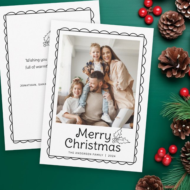 Cartes Pour Fêtes Annuelles Cadre photo de Noël à main levée fantaisiste (Créateur téléchargé)