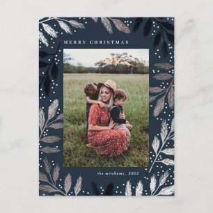 Cartes Pour Fêtes Annuelles Cadre photo de Noël avec branches en feuille métal