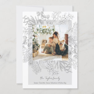 Cartes Pour Fêtes Annuelles Cadre photo de Noël gris hiver de feuillage