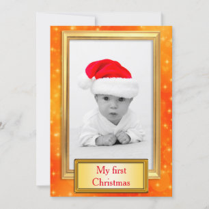 Cartes Pour Fêtes Annuelles Cadre photo doré I + votre photo & texte