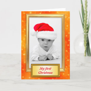Cartes Pour Fêtes Annuelles Cadre photo doré vertical II + votre photo & texte